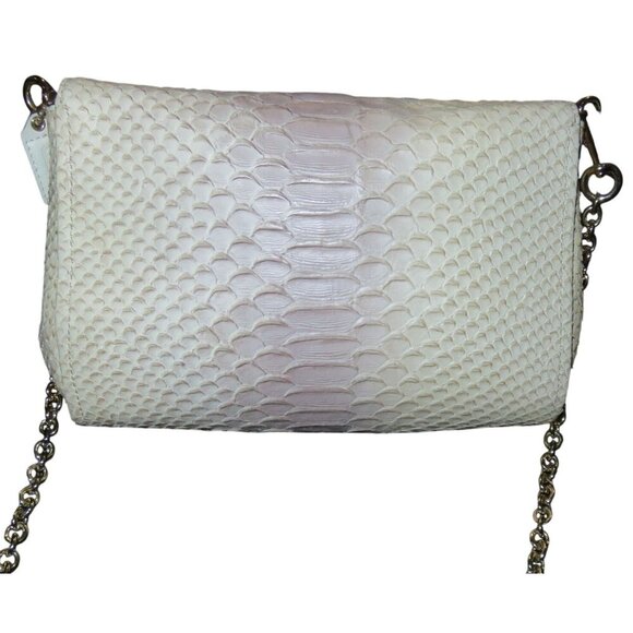 COACH Madison Cream Python Embossed Leather Turn Lock Chain Crossbody - Picture 2 of 11